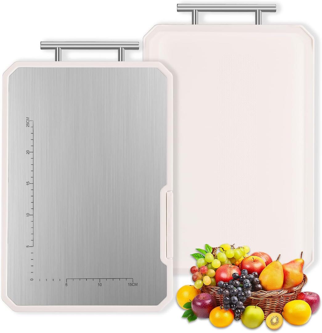 Titanium Cutting Board,Double-Sided Large Cutting Board for Kitchen, Food Grade chopping board for Meat,Pure Titanium and Wheat Straw PP,Non Toxic,Dishwasher Safe,16.5 * 10.2Inch