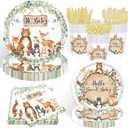 140pcs Woodland Animals Baby Shower Decoration Pack Forest Animal Neutral Gender Reveal Party Supplies Woodland Themed Birthday Party Ideas Set