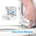 Hibbent Premium Elongated Toilet Seat with Cover(Oval) Quiet Close, One-Click to Quick Release, Easy Installation Never Loosen Hinge, Slow Close Toilet Seat and Cover, Easy Cleaning-White Color