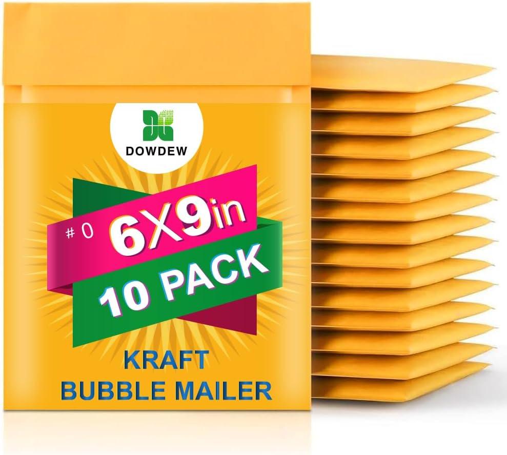 Kraft Bubble Mailers [10 Pack] Mailing Packing Envelopes #0 (6" x 9")