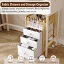 Rolling Makeup Organizer Cart with 3 Drawers, Under Desk Vanity Makeup Storage Cart, Bathroom Storage Cart Cosmetic Display Cases Cabinet for Nail Polish, Brushes & Hair Tools, Gold