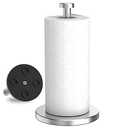 VEHHE Paper Towel Holder Countertop, Stainless Steel Paper Towel Holder Stand with Weighted Base Suction Cups, Standing Paper Towel Roll Holder for Kitchen Bathroom (Silver)