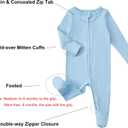 Aablexema Baby Pajamas with Mitten Cuffs Zipper 4-Pack Infant Newborn Cotton Long Sleeve Footie Outfit, Size 6-12