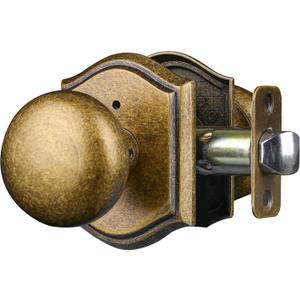 Door Knobs Interior, Classic Decorative Antique Brass Privacy Door Knob Perfect for Bedroom or Bathroom Doors, Durable Stylish Hardware for Indoor Use- 1 Pack