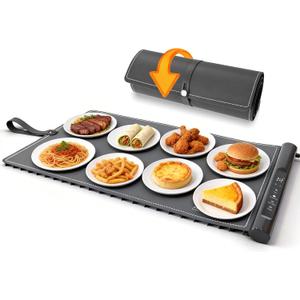 Warming Mat For Food Extra Large 31x16inch, Electric Silicone Food Warmer Trays for Chafing Dishes Buffet, Food Warming Mat for Parties Buffet, Portable Heating Pad, 7-Level Temp 8-Hour Timer, Grey
