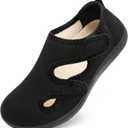 Scurtain Womens Slippers Wide Diabetic Shoes Comfy Neuropathy Bunion Recovery Shoes Casual Walking Shoes Indoor Outdoor Slippers (Black)