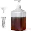 Large Capacity Syrup Dispenser for Coffee Bar, Pump Dispenser 54oz 1600ml PET Syrup Bottle w Measuring Cup and Funnel, Dispenser Bottle w Upgraded Pump (10cc Pp)