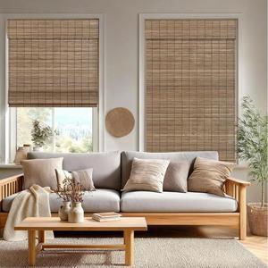 Cordless Bamboo Shades for Windows Room Darkening Roll Up Roman Bamboo Blinds Window Blinds for Patio, Garden, Pergola, Porch.Natural, 17.5" W x 58" H (44.45cmW x 147.32cmH)