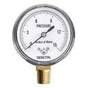 SENCTRL 0-15 Inches of Water Column Gauge, Low Pressure Capsule Gauge, 2-1/2" Dial Size, 1/4" NPT Lower Mount, Zero Adjustment, for Air Water Gas Pressure Test