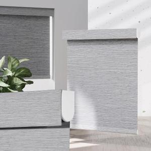 Blackout Roller Shades for Indoor Windows, Cordless Jacquard Fabric-Matched Roller Blinds, Easy to Install Privacy UV Protection Roll Up Blinds for Home Office, Grey, 34" W x 72" H