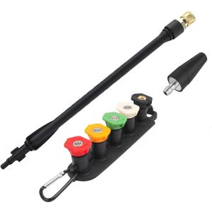 Pressure Washer Replacement Spray Wand with Turbo Nozzle and 5 Spray Tips and Belt Clip Nozzle Holder, Compatible with Bosch, Black Decker, AR Blue Clean, Stanley Pressure Washers