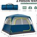 OLIXIS 6 Person Camping Tent, 81in Tall Waterproof Windproof Tent with Double Layer, Large Mesh Windows & Carry Bag, Quick Setup for Family Outdoor, Backpacking, Hiking, Navy Blue
