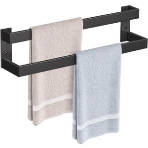 Double Towel Bar,Towel Holder for Bathroom Stainless Steel Towel Rack Wall-Mounted Bathroom Towel Bar 24-Inch Bathroom Hardware Accessories,Matte Black
