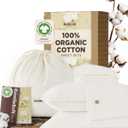 Bedsure 100% GOTS Organic Cotton Sheets, Fair Trade Certified King Bedding Set, Eco-Friendly, Soft, 17 inches Deep Pocket King Sheet, Sateen Weave Cotton Luxurious Hotel Bed Set, Ivory