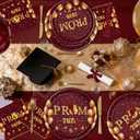 Prom Graduation Decorations 2026 - 96 Pcs 2026 Graduation Decorations Party Supplies, Red Golden Plates Napkins Forks Tableware Set for Prom Table Decor, Graduate Party Decor 24 Guests