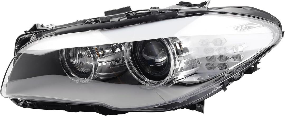 Dasbecan HID/Xenon w/AFS Type Headlight Compatible With 2011-2013 BMW 5 Series 528i 535i 550i M5 Left Driver Side Housing Chrome Clear Headlight Assembly Replaces# 63117271907