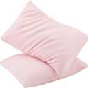 TILLYOU Toddler Pillowcase 2 Pack with Envelope Closure,13" x 18" Silky Soft Microfiber Travel Kids Pillowcase for Boys and Girls, Pink