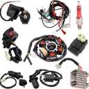 Complete Wiring Harness kit for ATV Quad 4 Four Wheelers GY6 50CC 70CC 110CC 125CC Go Kart Dirt Pit Bikes With Electrics Stator Coil CDI Wiring Harness Solenoid Relay Spark Plug by KAKO