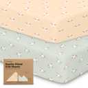 KeaBabies 2-Pack Organic Crib Sheets for Boys, Girls - 52x28 Fitted Crib Mattress Sheet Neutral, Breathable Jersey Cotton Cover for Baby Bed, Toddler Mattress, Soft & Cute Prints (Lune Mystic)
