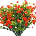 WILLBOND 12 Bundles Artificial Flowers Outdoor, UV Resistant Faux Artificial Plants Shrubs Plastic Flower Bulk for Hanging Planter Porch Window Home Spring Summer Decor(Orange)