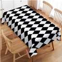 Swono Diamond Rectangle Tablecloth Geometric Black White Diamond Pattern Table Cloth Dining Table Cover for Home Kitchen Restaurant Party Buffet Picnic, 52x70 Inch