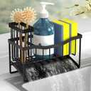 Maifan Sink Caddy Sponge Holder for Kitchen with Brush Holder and Stainless Steel Self Drain Tray, Rustproof Kitchen Sink Organizer for Sponge, Soap Dispenser Storage Accessories (Black)