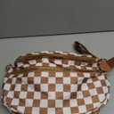 Checkered Crossbody Bag Nylon Bum Bags for Women Spacious Handbags Checkered Purse Fanny Packs with Shoulder Strap (Light Brown Checkered)