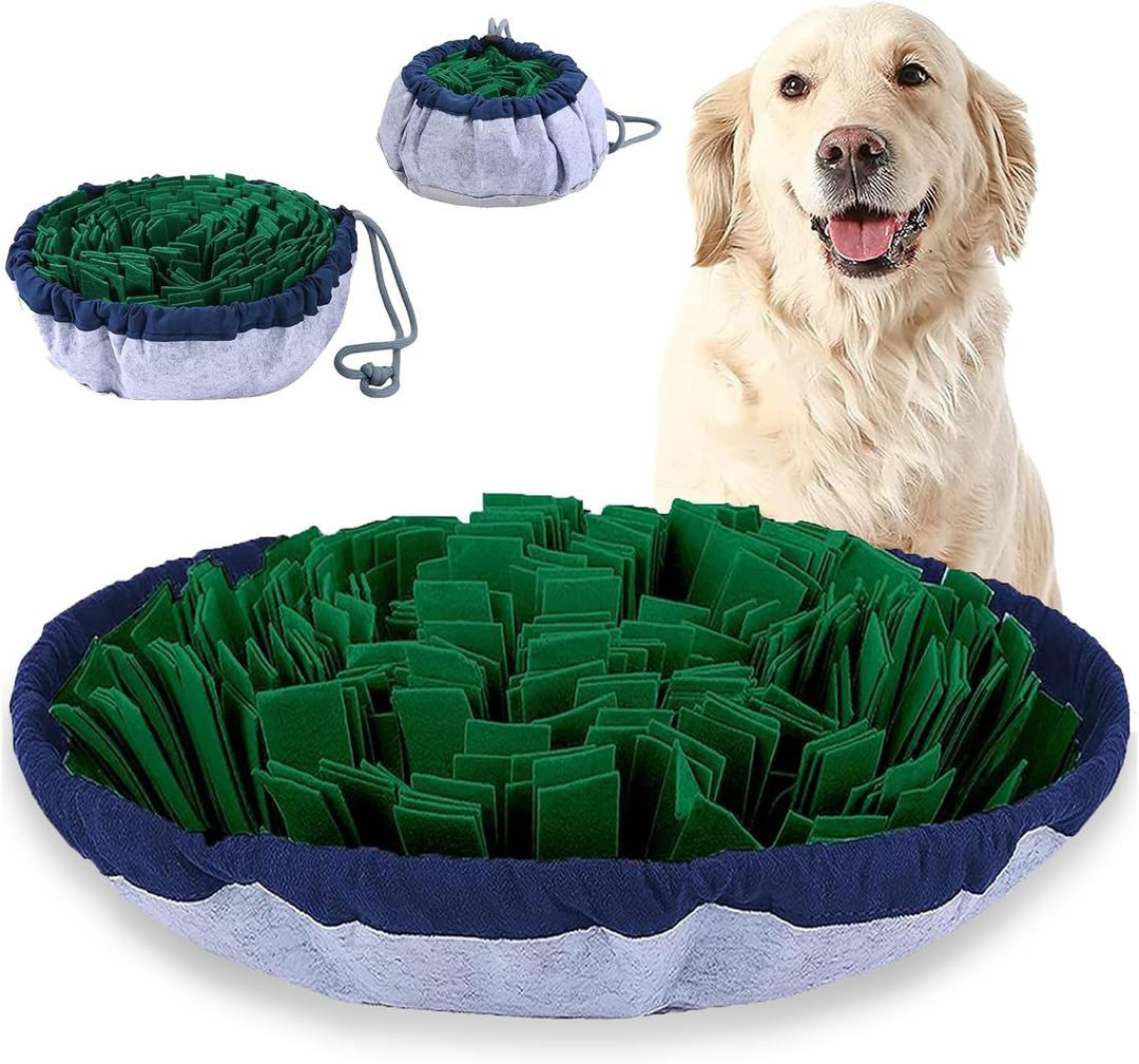 Snuffle Mat for Dogs - Adjustable Interactive Puzzle Toy for Large & Small Breed Slow Feeder for Mental Stimulation & Stress Relief Encourages Natural Foraging Ideal for Indoor & Outdoor Use (Green)