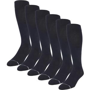 6 Pairs Pack Men's Dr Motion Graduated Compression Therapeutic Socks 8-15 mmHg 10-13 (Black)