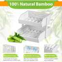 Gmtsl Bamboo Fruit Basket for Kitchen - 2 Tier Fruit Bowl, Large Holder With Banana Hangers, Idea For Vegetable Storage, Bread Display, Snack Organizer (White)