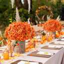 16 Bundles Orange Artificial Flowers for Outdoors Artificial Mums for Outdoor Porch Window Box Thanksgiving Decor