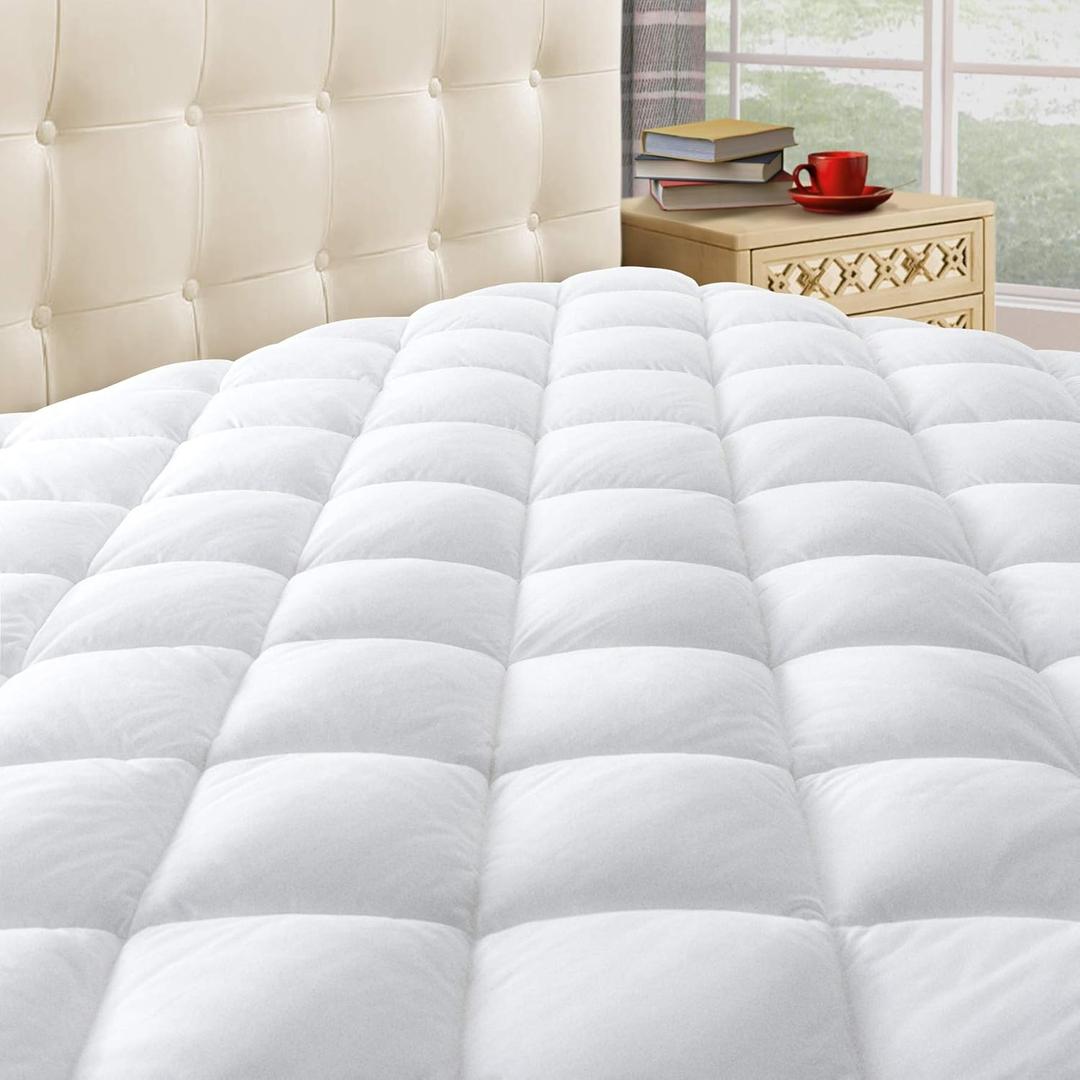 Taupiri King Quilted Mattress Pad Cover with Deep Pocket (8"-21"), Cooling Soft Pillowtop Mattress Cover, Down Alternative Mattress Protector Topper, White Taupiri King Quilted Mattress Pad Cover with Deep Pocket (8"-21"), Cooling Soft Pillowtop Mattress Cover, Down Alternative Mattress Protector Topper, White