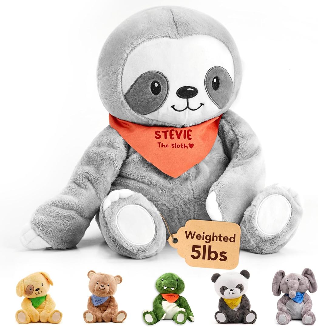 Lilly's Love Weighted Stuffed Animal, 5lb | Sensory Plush for Kids & Adults | Machine Washable Plushie w/Removable Inner | Calming Weighted Stuffed Animal for Anxiety, Stevie The Sloth