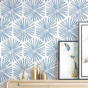 Safiyya 393"x17.3" Peel and Stick Wallpaper Blue and White Contact Paper Geometric Wallpaper Self Adhesive Removable Wallpaper for Bedroom Covering Vinyl Rolls