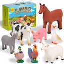 Learning Minds Set of 8 Jumbo Farm Animal Figures - Farm Animals for Toddlers Age 1-3 - Farm Toy for Kids Age 18 Months Plus - Animal Toys for Kids 1,2,3 Years Old