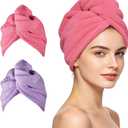 ADOGO Microfiber Hair Towel - 2 Pack Hair Turbans for Wet Hair, Drying Hair Wrap Towels for Women and Kids - Suitable for All Hair TypesPinkPurple