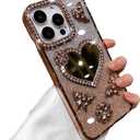 Designed for iPhone Case,Luxury Electroplated Glitter Bling Mirror Spark Sparkly Shockproof Protective Cover Phone Case (iPhone 16 Pro Max,Gold)