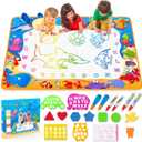 Water Doodle Mat - Kids Painting Writing Color Doodle Drawing Mat Toy Bring Magic Pens Educational Toys for Age 2 3 4 5 6 7 Year Old Girls Boys Age Toddler Gift (Ocean)