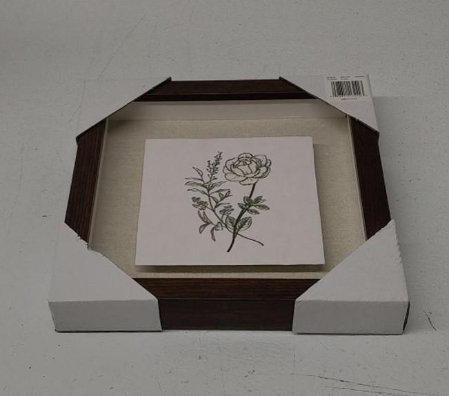 10"x10" Framed Tile - Vintage Floral Yellow Dandelion Flowers Botanical Art Illustration Vintage Art