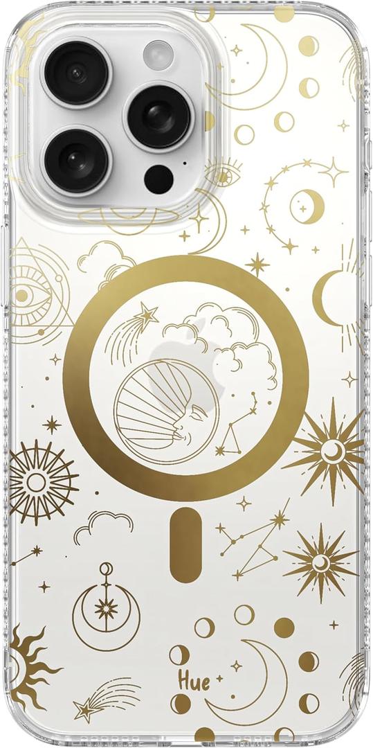 LONLI Hue - for iPhone 15 Pro Case [Compatible with Magsafe] - Cosmic Stars Phone Case - [360 Shock-Absorbent Bumper] - Cute, Unique and Aesthetic Phone Cover for Girls and Women