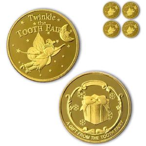 Tooth Fairy Coins Classic Tooth Fairy Golden Coins, Keepsake for Lost Tooth Kids (4 PCS)