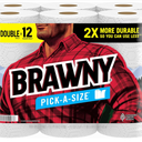 Brawny Pick-A-Size Paper Towels, 6 Double Rolls = 12 Regular Rolls, 2 Sheet Sizes (Half or Full), Strong Paper Towel For Everyday Use, Pack of 2
