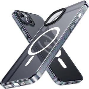 TORRAS 2023 Upgraded Magnetic iPhone 13/14 Case [12FT Military Grade Protection, Compatible with MagSafe, Non-Yellowing] Shockproof Bumper Phone Case, Glittery Black