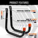 HORUSDY 6 Pack 8 Inch Heavy Duty Garage Hooks, Wall Mount Storage Hangers for Ladder, Bike, Hose, Tools, Holds up to 30LBS, Large Utility Hooks with Screws & Anchors, 7.5" x 7.68" (Black)