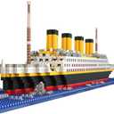 Titanic Ship Model Building Block Set, 3D Puzzle Sets DIY Educational Toys, Bricks Toy, with 1860Pcs Micro Mini Blocks, Ideal Gift for Kids and Adults