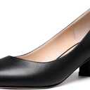WAYDERNS Women's Matte Round Toe Slip On Block Chunky Low Heel Pumps Shoes 2 Inch (9, Black)