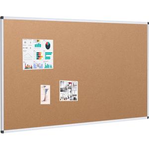 VIZ-PRO Large Cork Bulletin Board, 60 X 48 Inches, Wall-Mounted Corkboard with Silver Aluminium Frame for School, Office, and Home 5' X 4'