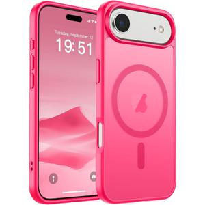 SUPFINE Magnetic for iPhone Air Case (Compatible with MagSafe)(Military Grade Drop Protection) Slim Translucent Matte Shockproof with Anti-Fingerprint Phone Cover for 17 Air,Hot Pink