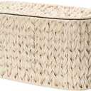 Toilet Paper Storage Basket with Lid, Freestanding Toilet Paper Holder, Bathroom Organizers and Storage, Wicker Basket for Bathroom Storage, Butter Milk