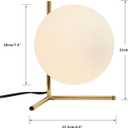 BOKT Mid Century Modern Brass Table Lamp Contemporary Gold Glass Globe Desk Lamp Vintage Bedroom Bedside Reading Lamp Golden Metal Nightstand Lamp for Office Study Room